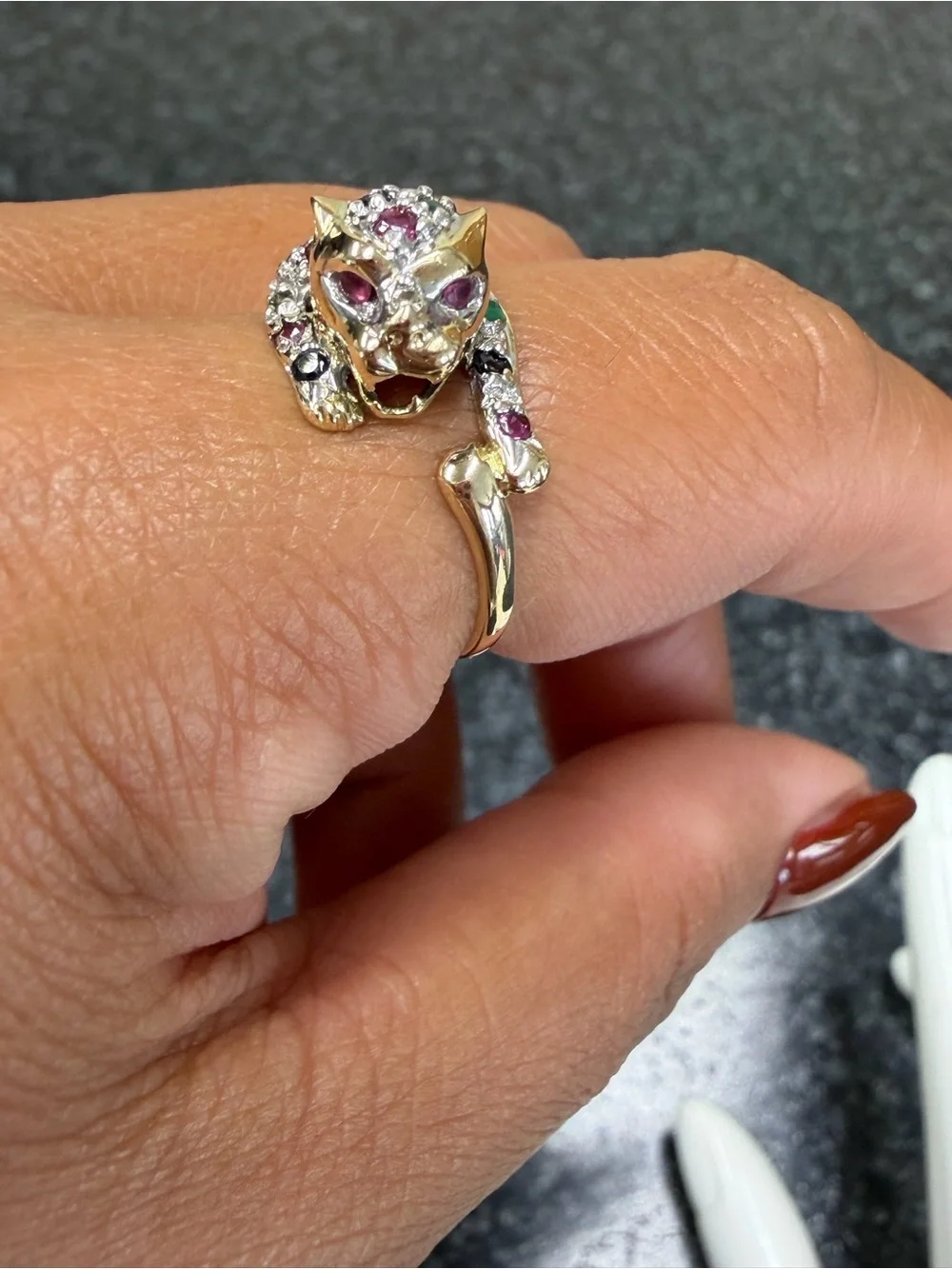 14k panther multi stone ring